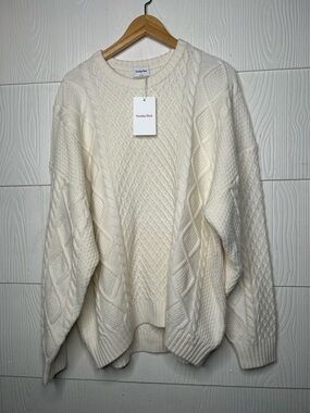 Sunday Best Cream Cable Knit Crew Sweater